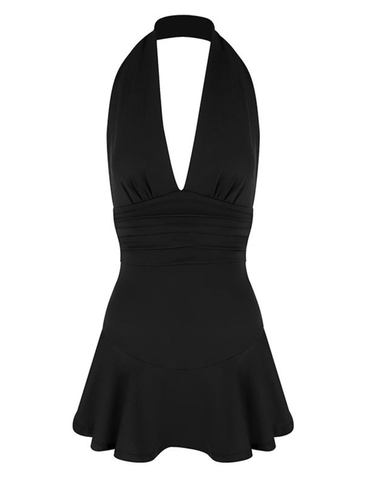 Halter neck ruched mini dress, view 6