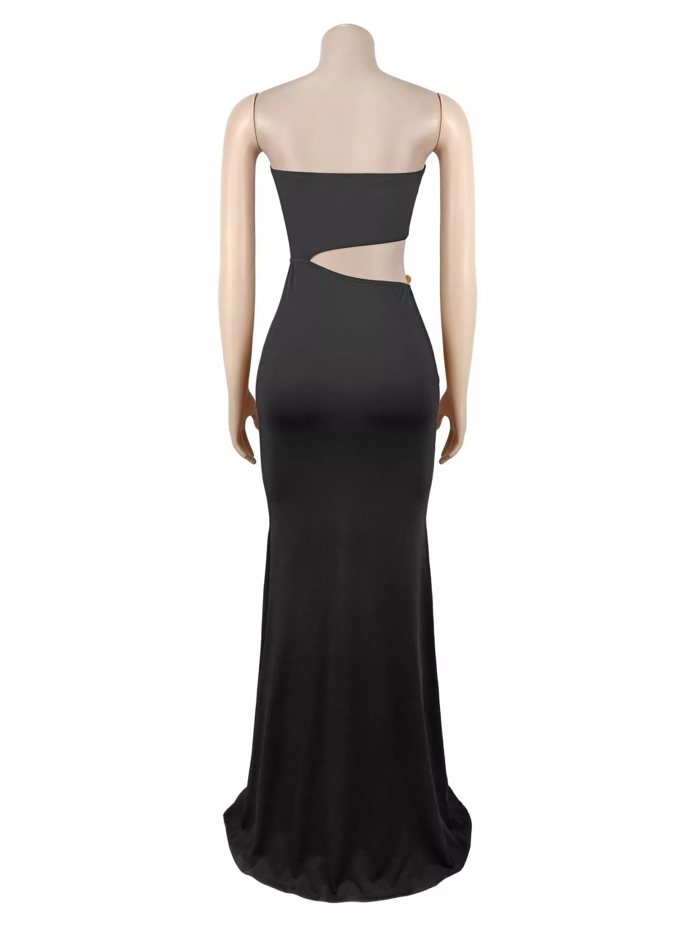 Strapless Cut-out Maxi Dress with Ruched Detail