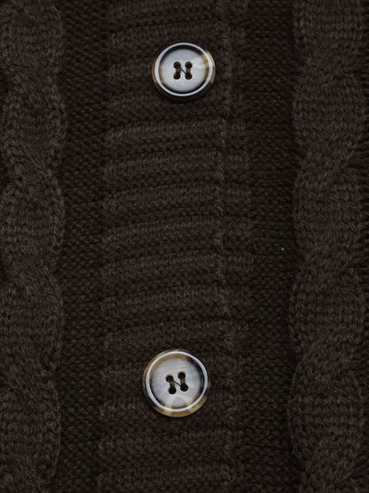 V-neck cable knit cardigan, view 8