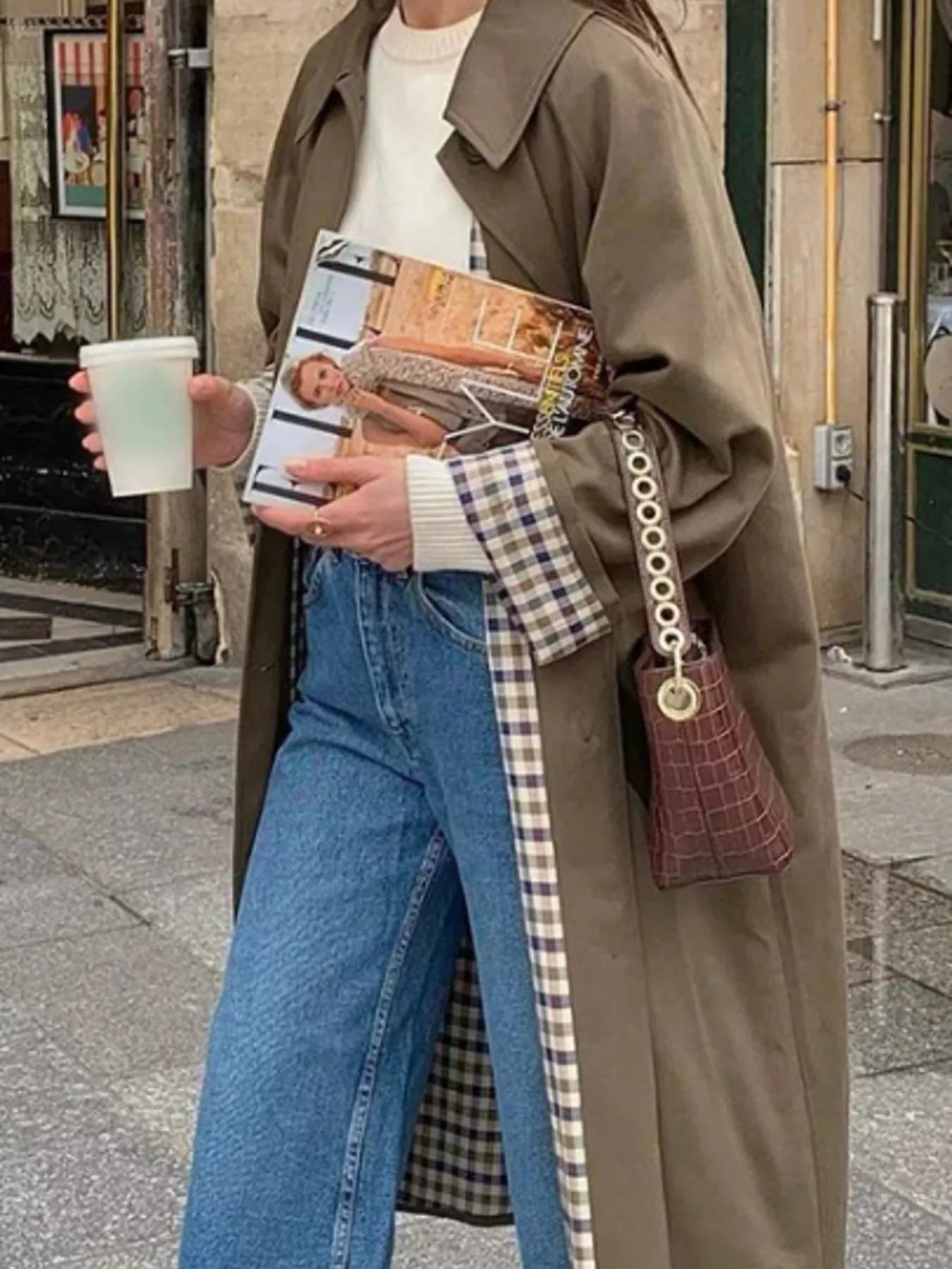 Button Up Raglan Sleeve Trench Coat