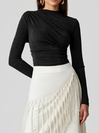 Mock Neck Long Sleeve T-Shirt