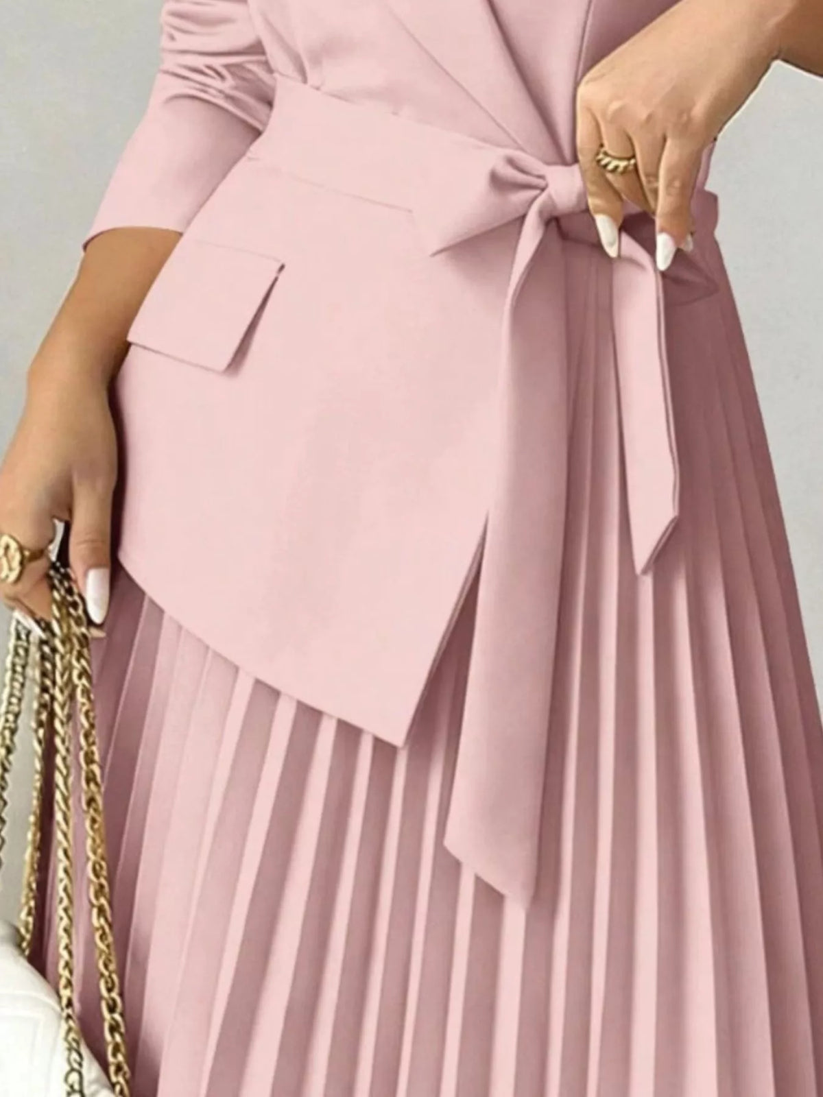 Plus size blazer-style pleated dress, view 3