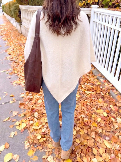 Plus size brushed cape sweater, view 7