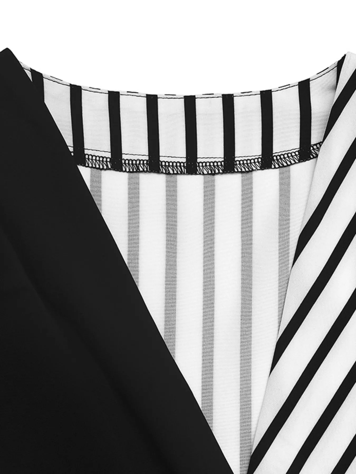 Striped Color Block Surplice Shirt