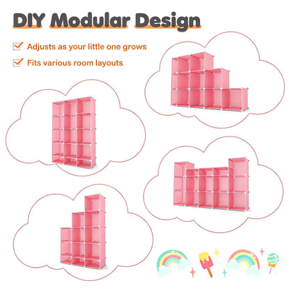 3-Cube Pink Modular Kids Closet