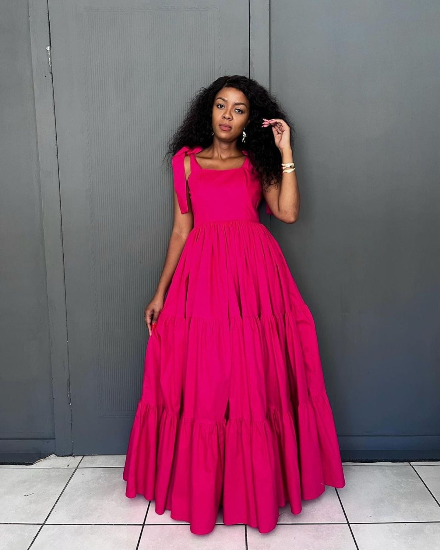 Tied Long Waist Cinching Suspender Dress