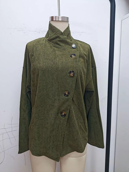 Plus size asymmetric corduroy jacket, view 5