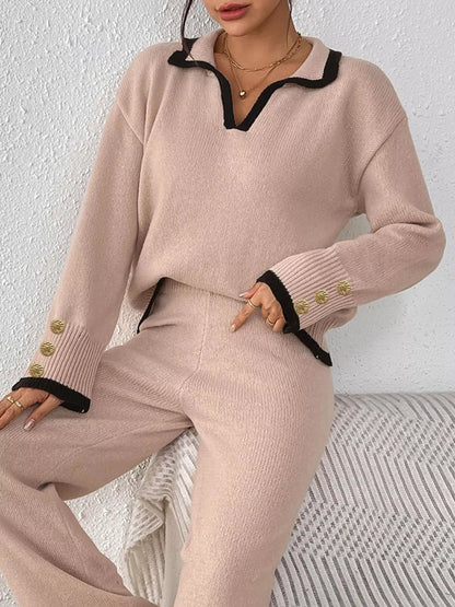 Plus size polo collar sweater, view 4