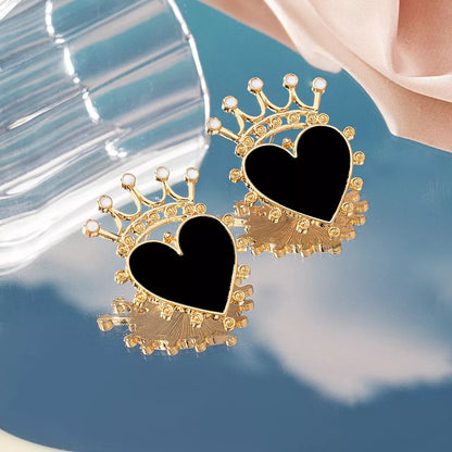 Crown Heart Stud Earrings