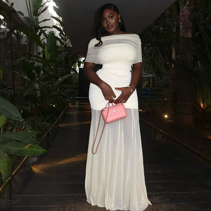 Off Shoulder Pleated Hip hugging Dress