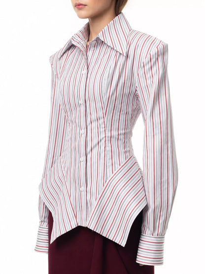 Striped button-up shirt, view 12
