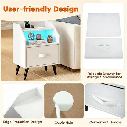 LED Nightstand with Charging Statio