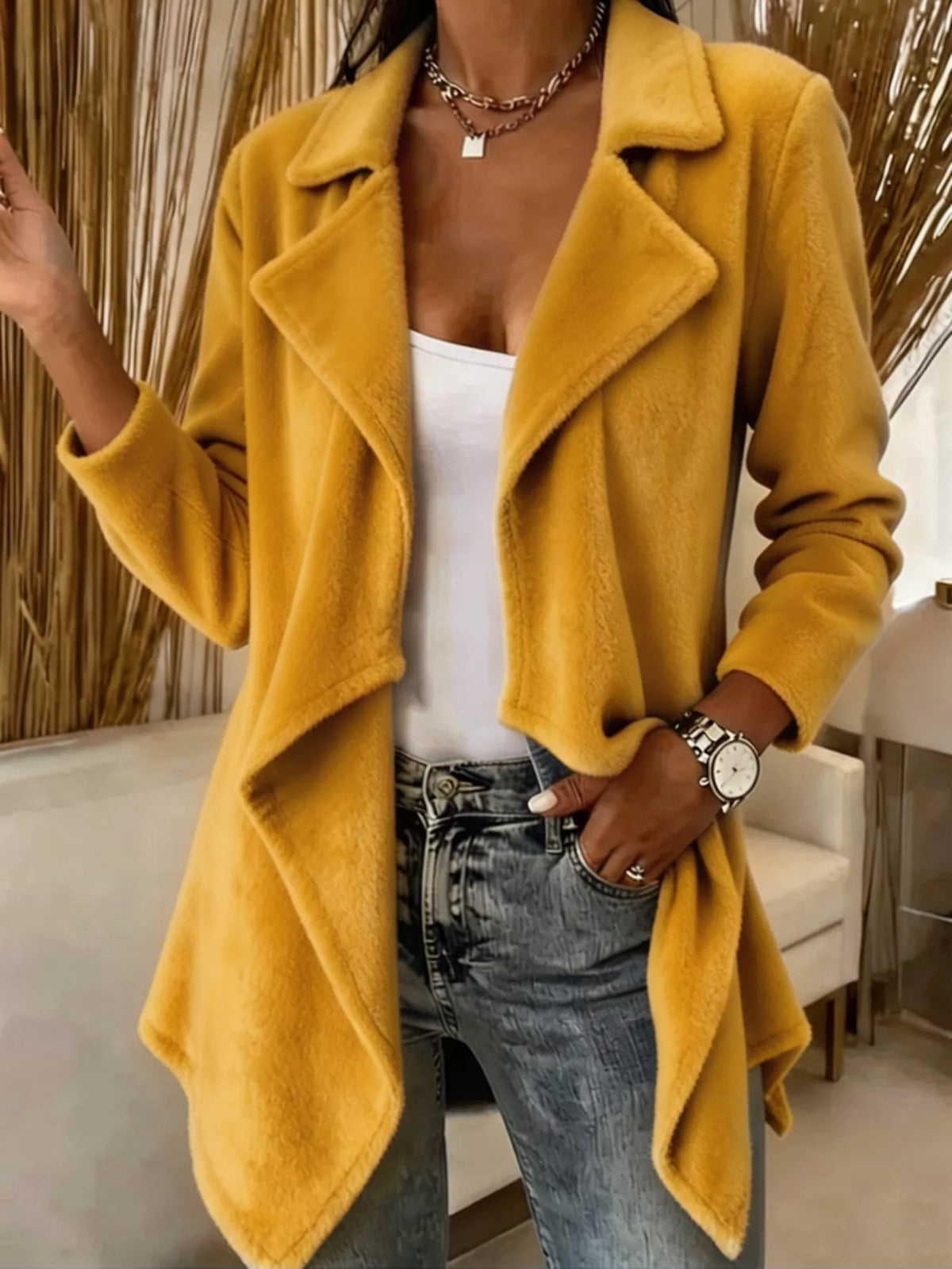 Fleece waterfall collar jacket, view 11