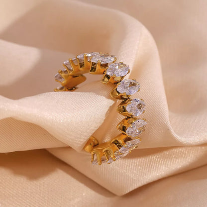 18K Gold-Plated Zircon Bracelet & Ring Jewelry Set