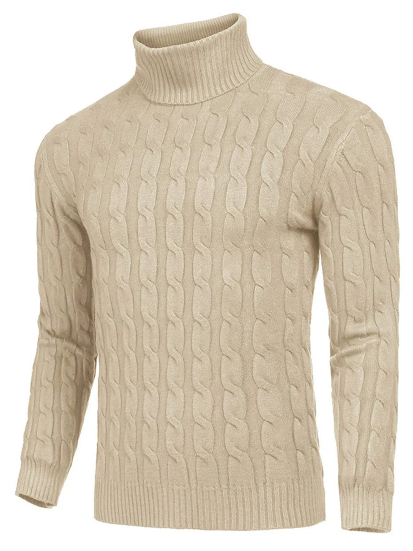 Men's Cable Knit Turtleneck Sweater