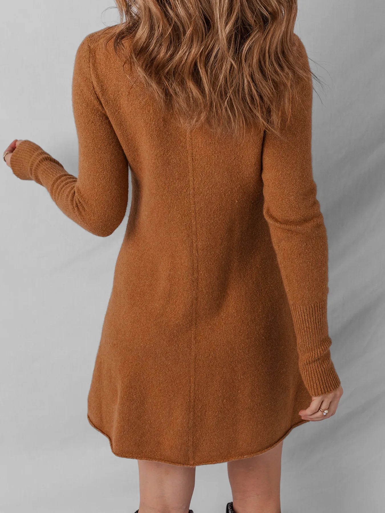 Ribbed Detail Mini Sweater Dress