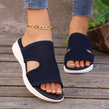 Mesh open toe sandals in dark blue