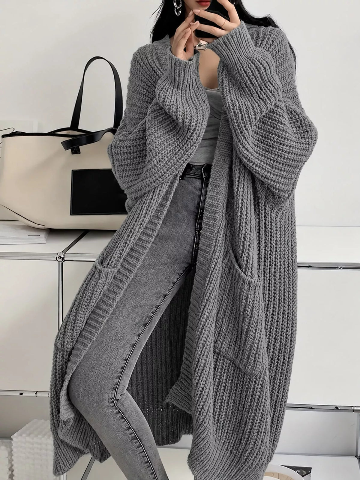 Plus size chunky knit cardigan, view 61