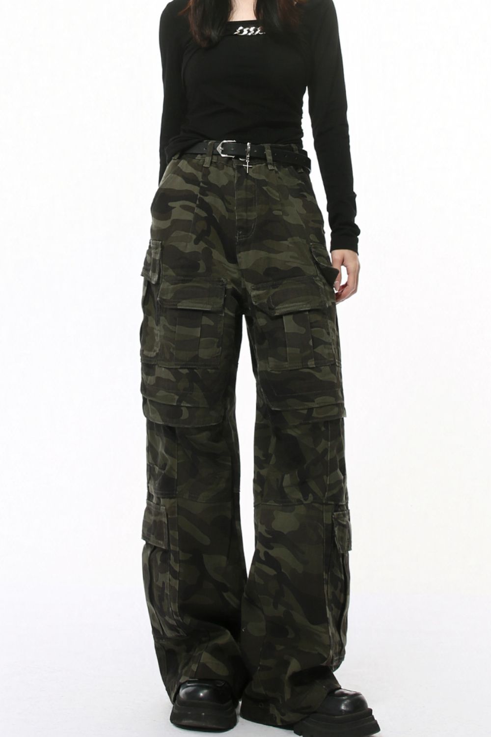 Camouflage Straight Cargo Jeans