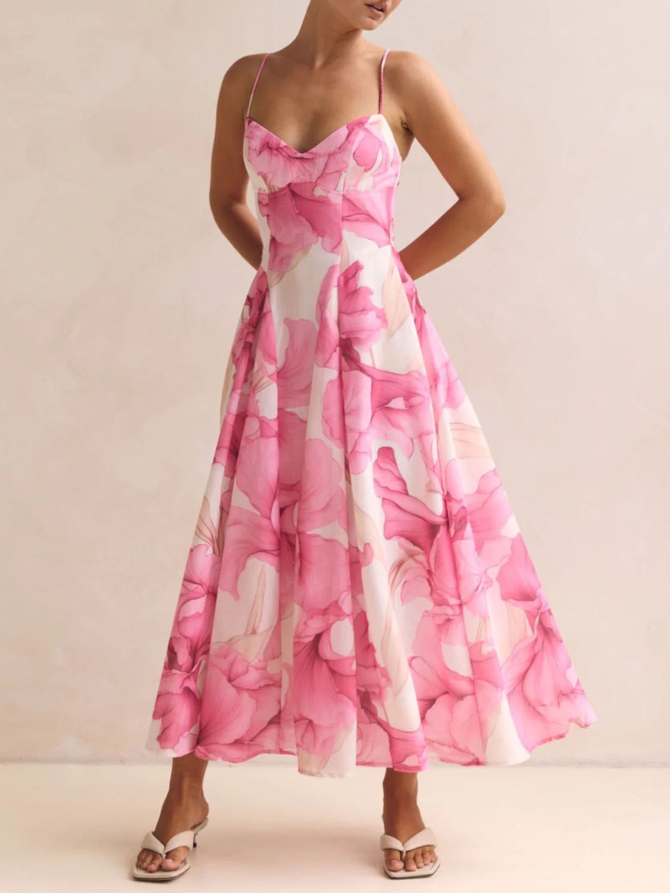 Floral Print Spaghetti Strap Midi Dress