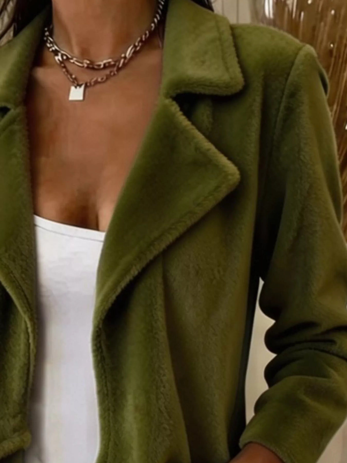 Fleece waterfall collar jacket, view 4