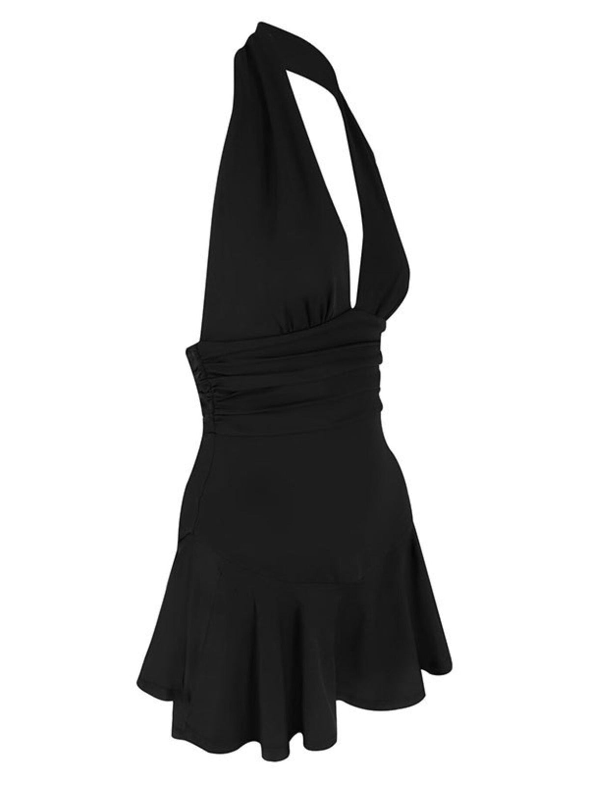 Halter neck ruched mini dress, view 7