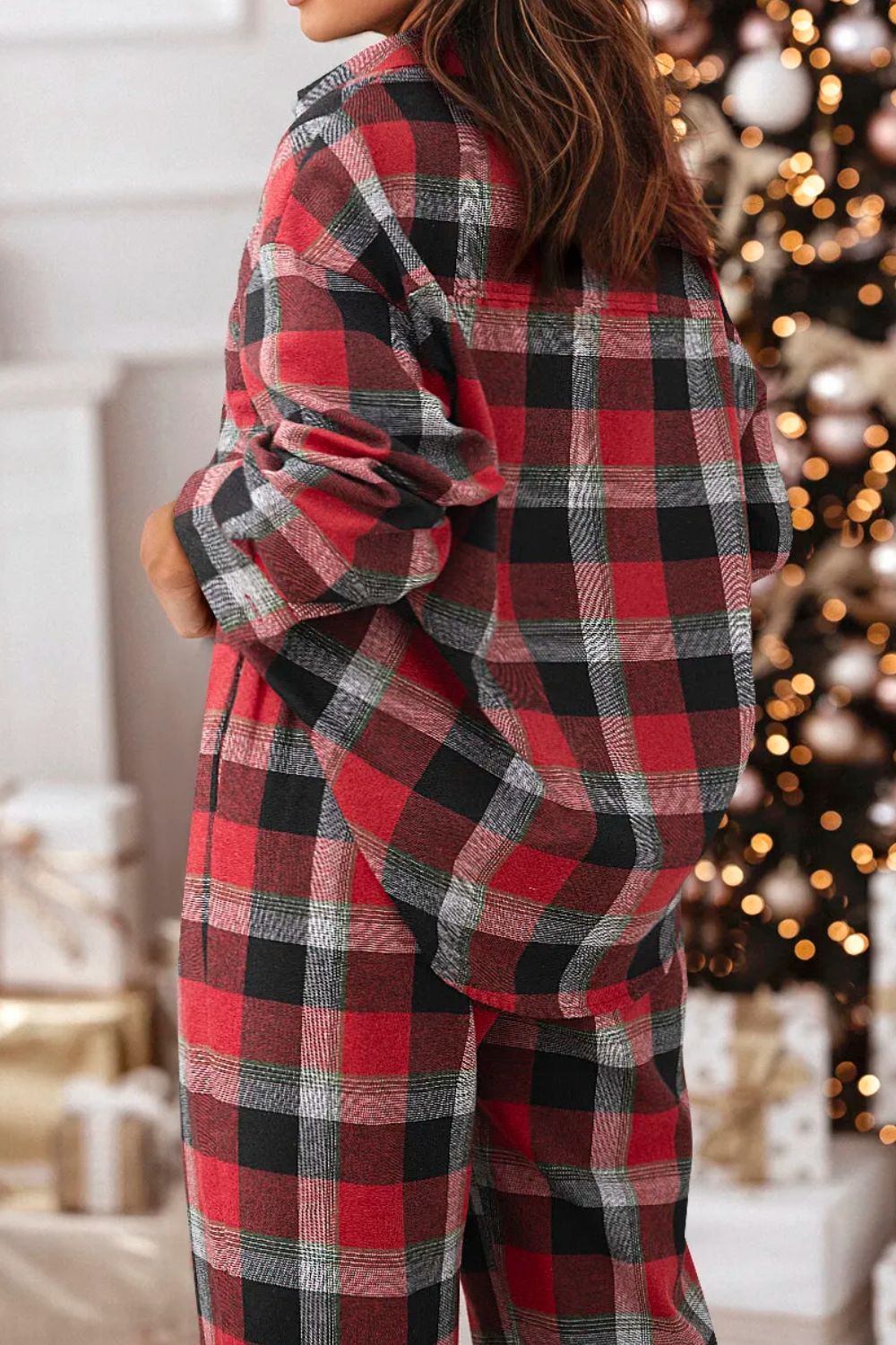 Plaid Long Sleeve Lounge Set