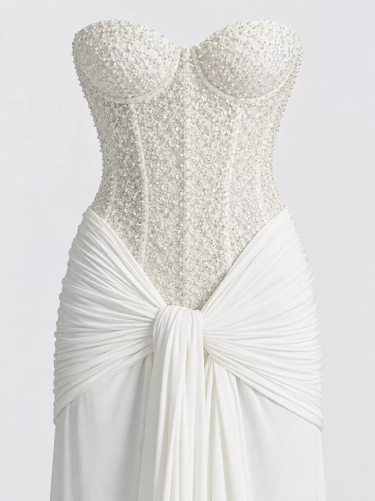 Strapless sequin corset dress, view 8
