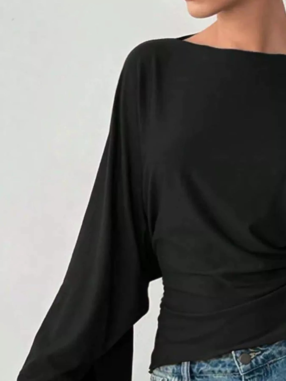 Batwing sleeve boat neck top, view 9