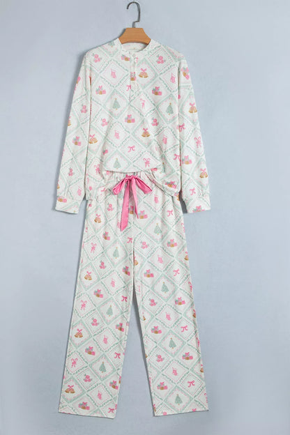 Patchwork top and pants lounge set, view 4