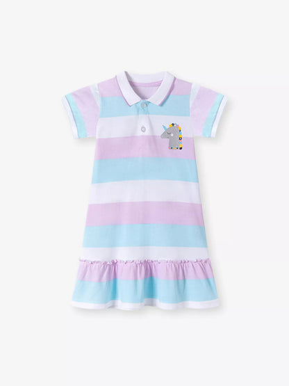 Children's Striped Unicorn Polo Dress
