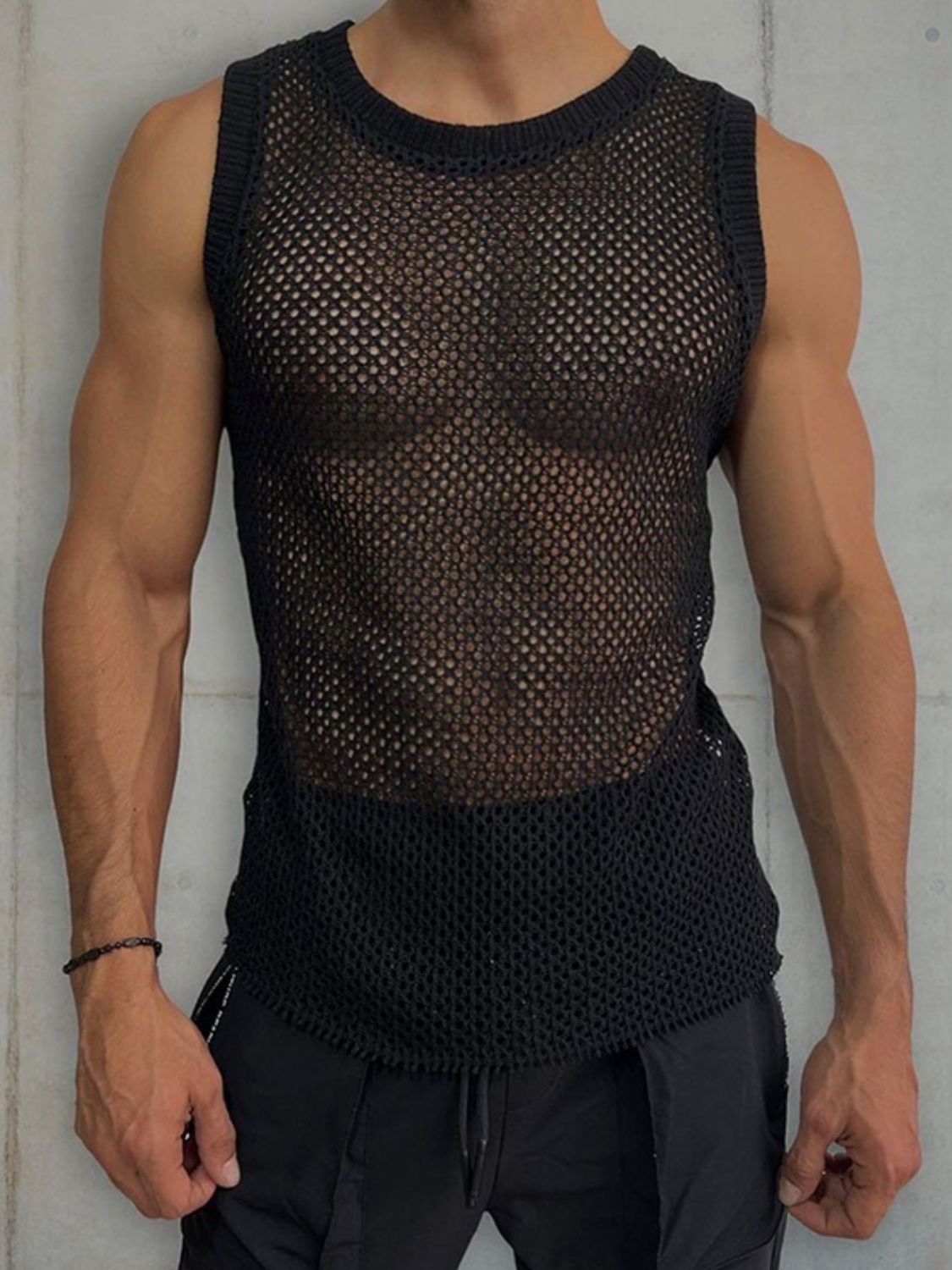 Men's Hollow Out Sleeveless Knit Top