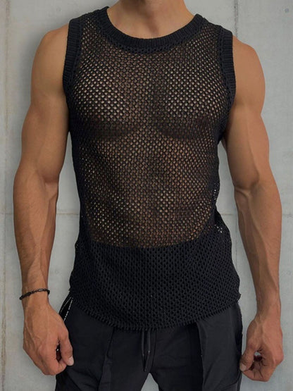 Men's Hollow Out Sleeveless Knit Top