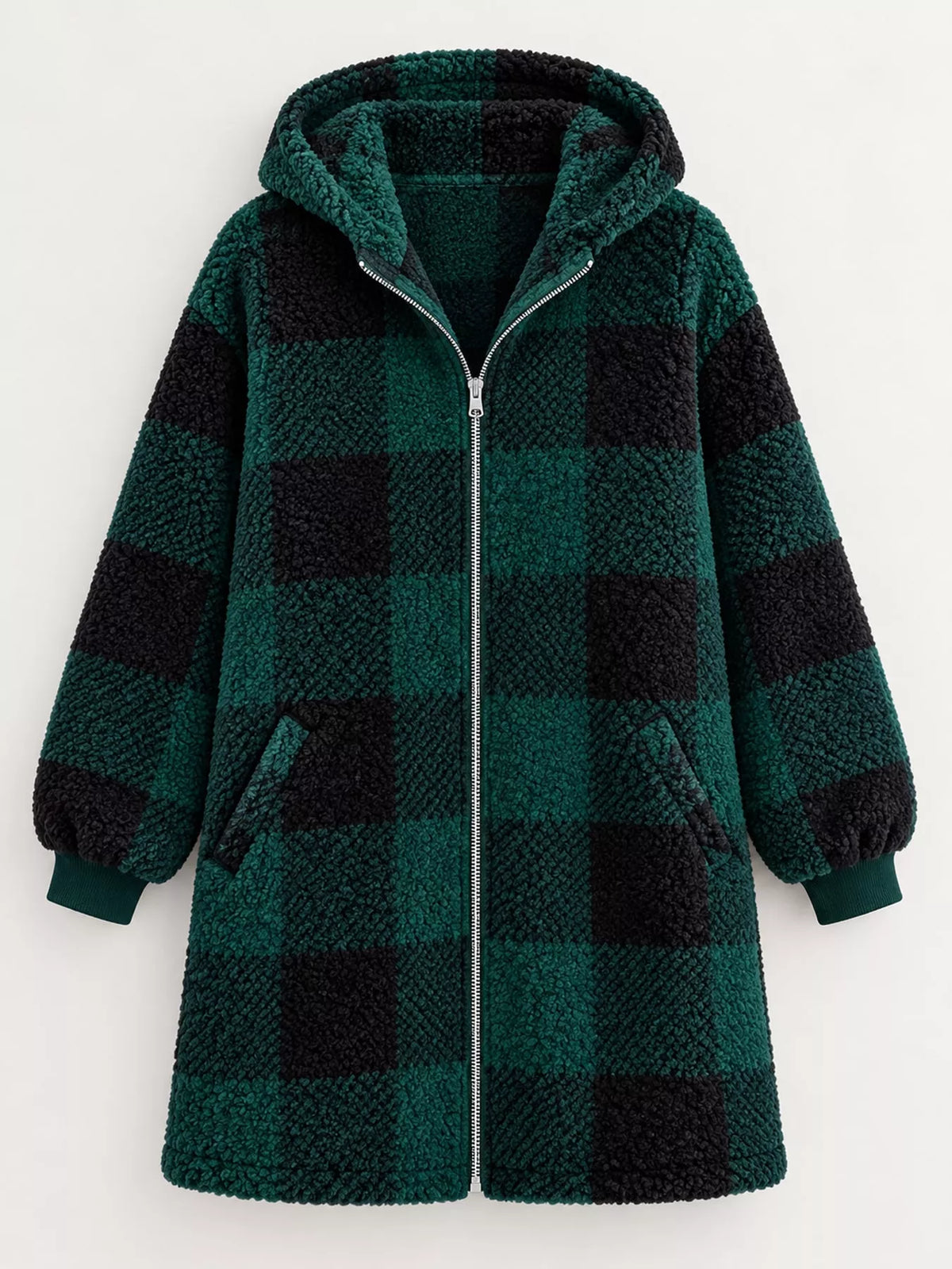 Plaid sherpa hooded jacket, view 12