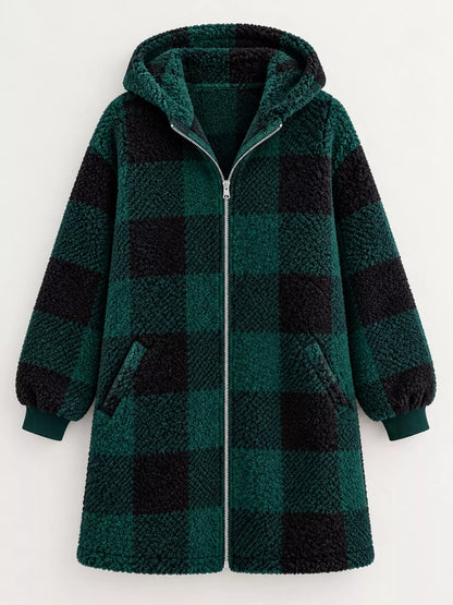 Plaid sherpa hooded jacket, view 12