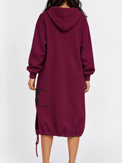 Hooded sweatshirt midi dress, view 14
