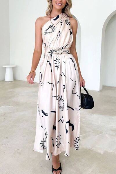 Printed Single Shoulder Dress