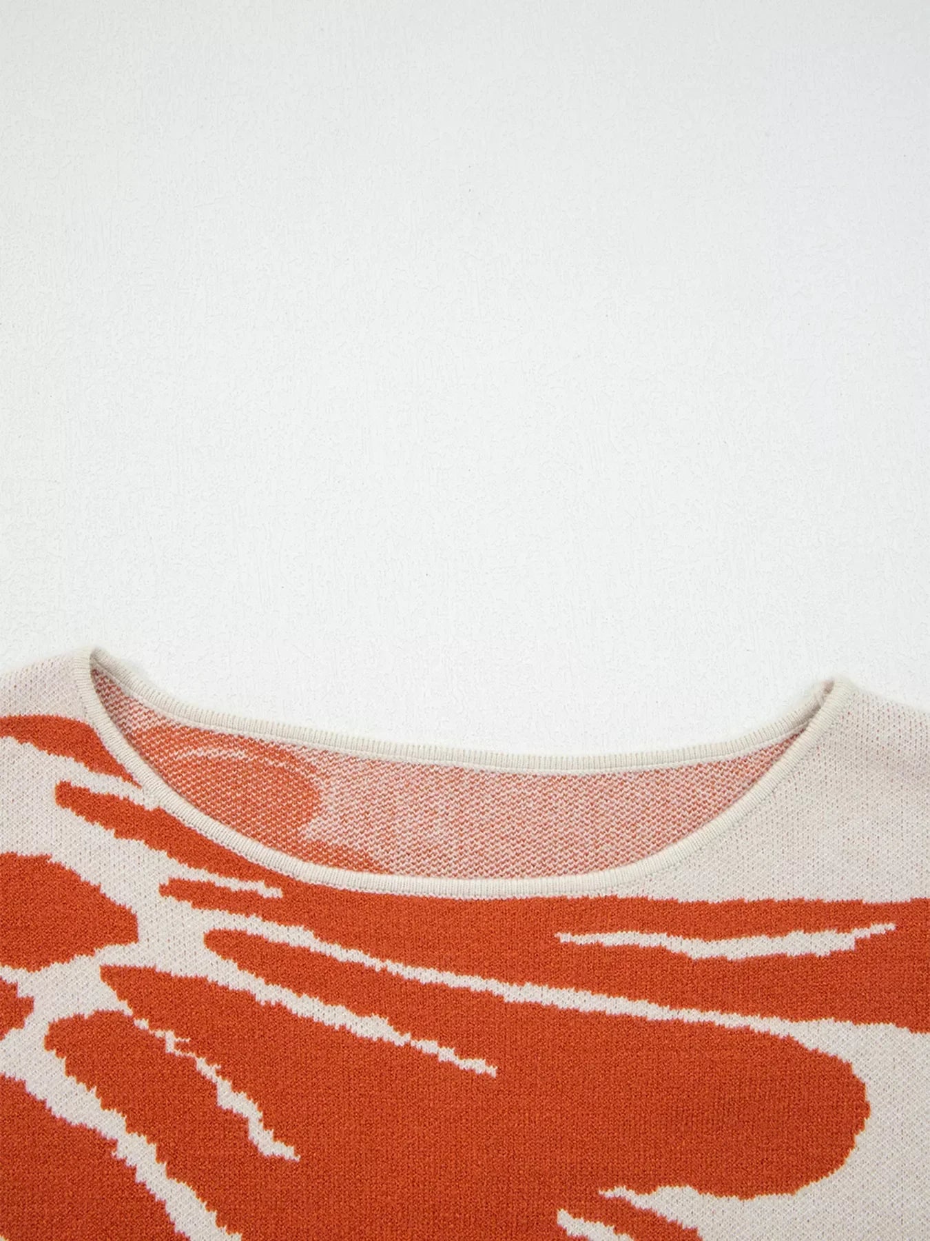 Flower Pattern Wide Sleeve Baggy Sweater