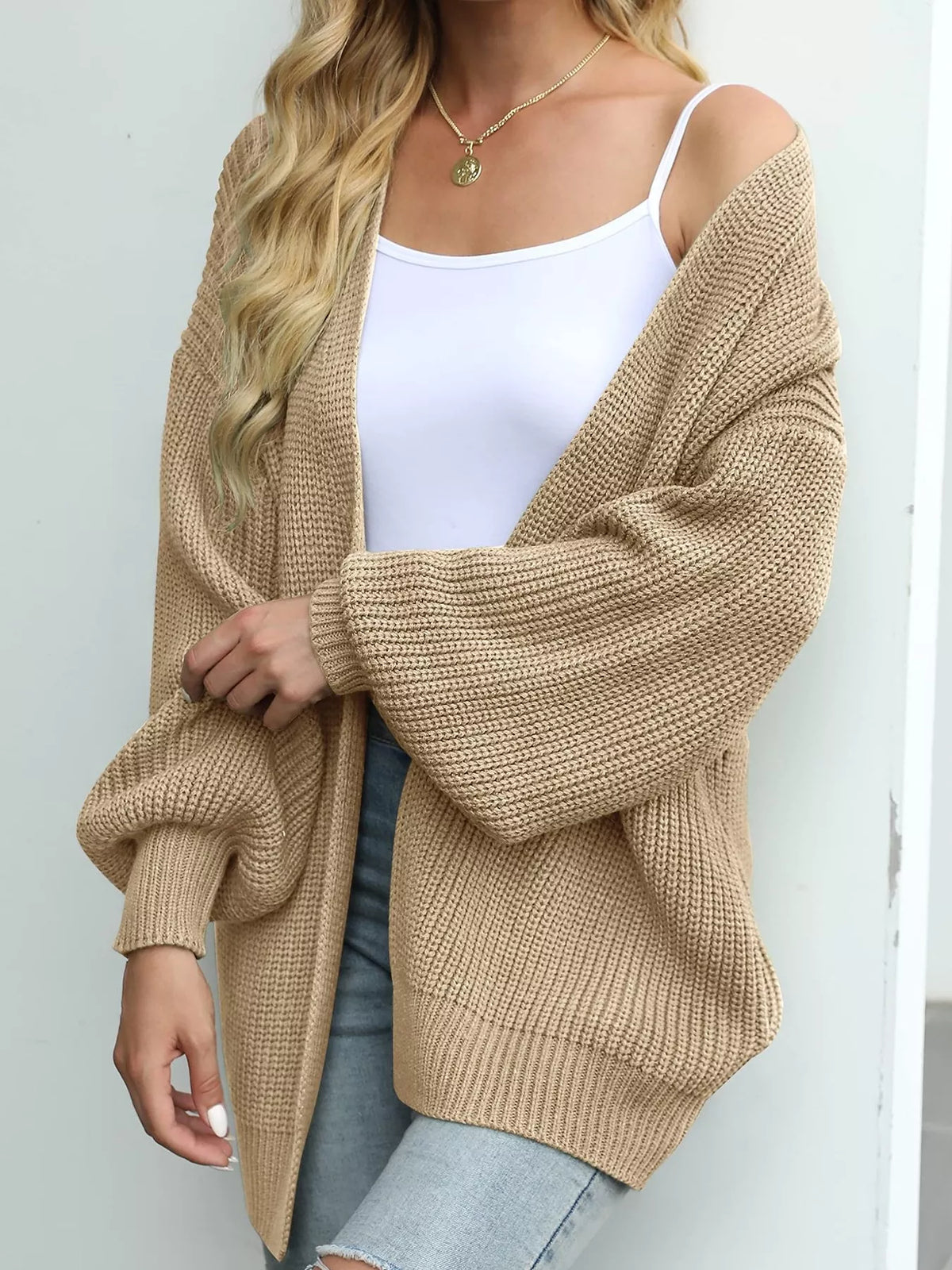 Open-Front Chunky Knit Cardigan