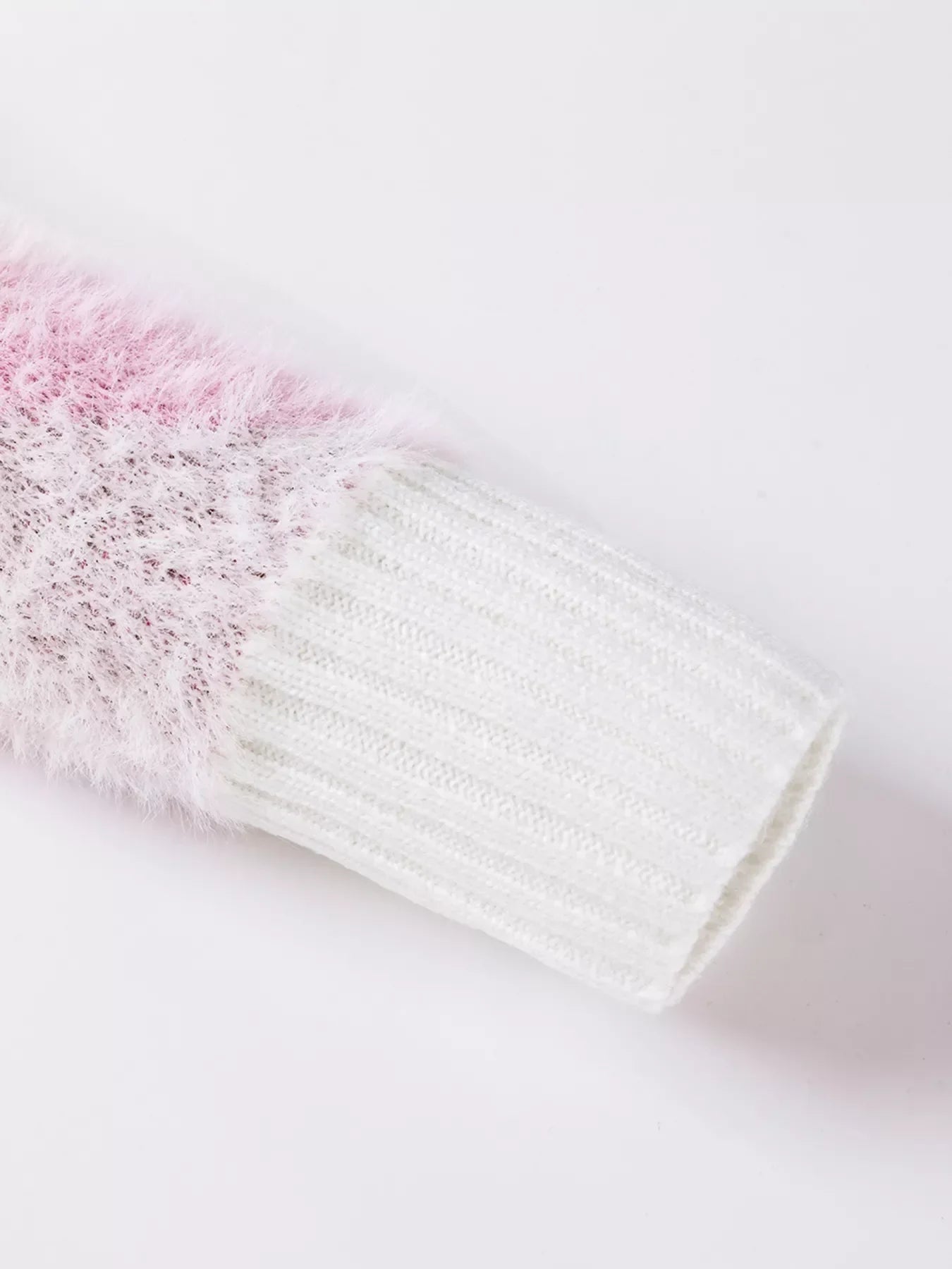 Ribbed Trim Fuzzy Sweater