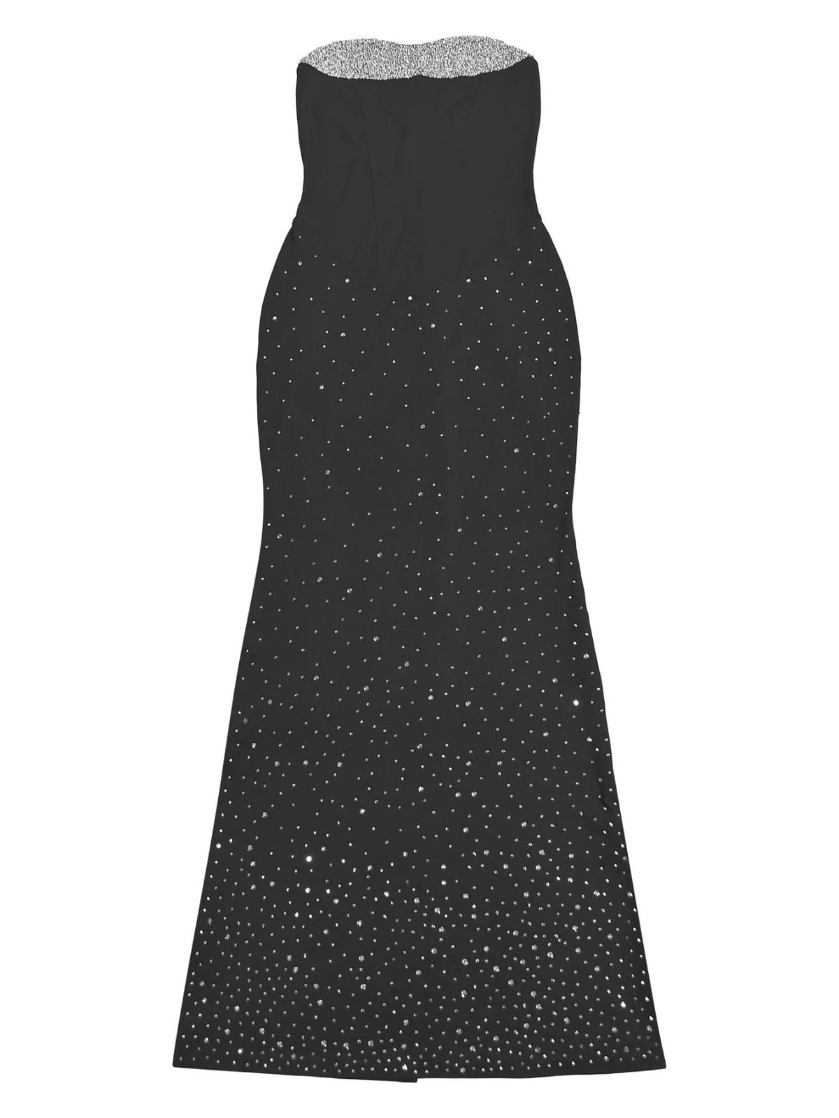 Rhinestone Slit Back Tube Maxi Dress