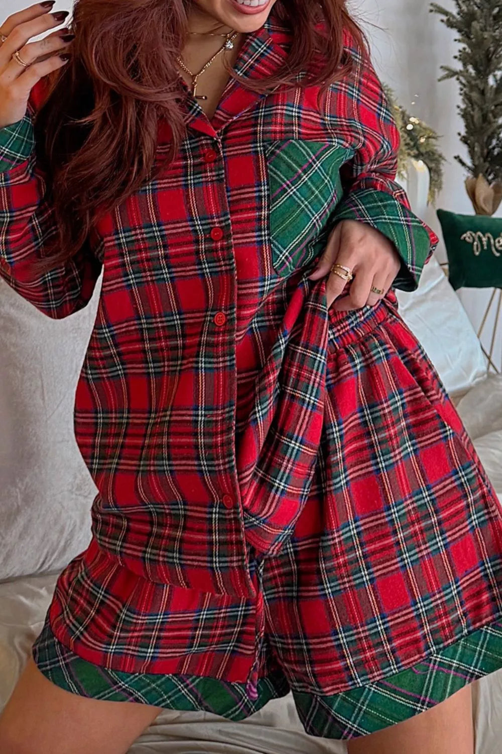 Plaid Christmas 2pcs Pajama Set