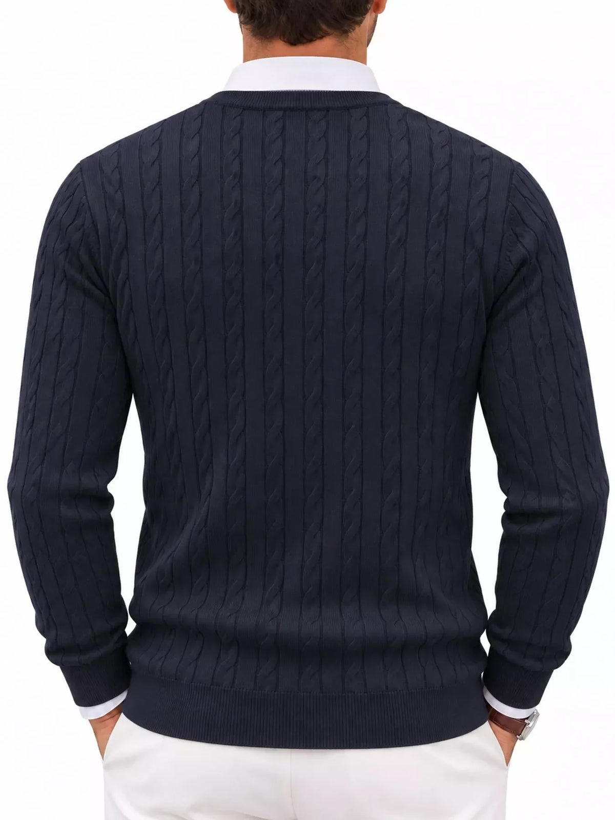 Men's cable-knit pullover sweater, view 10