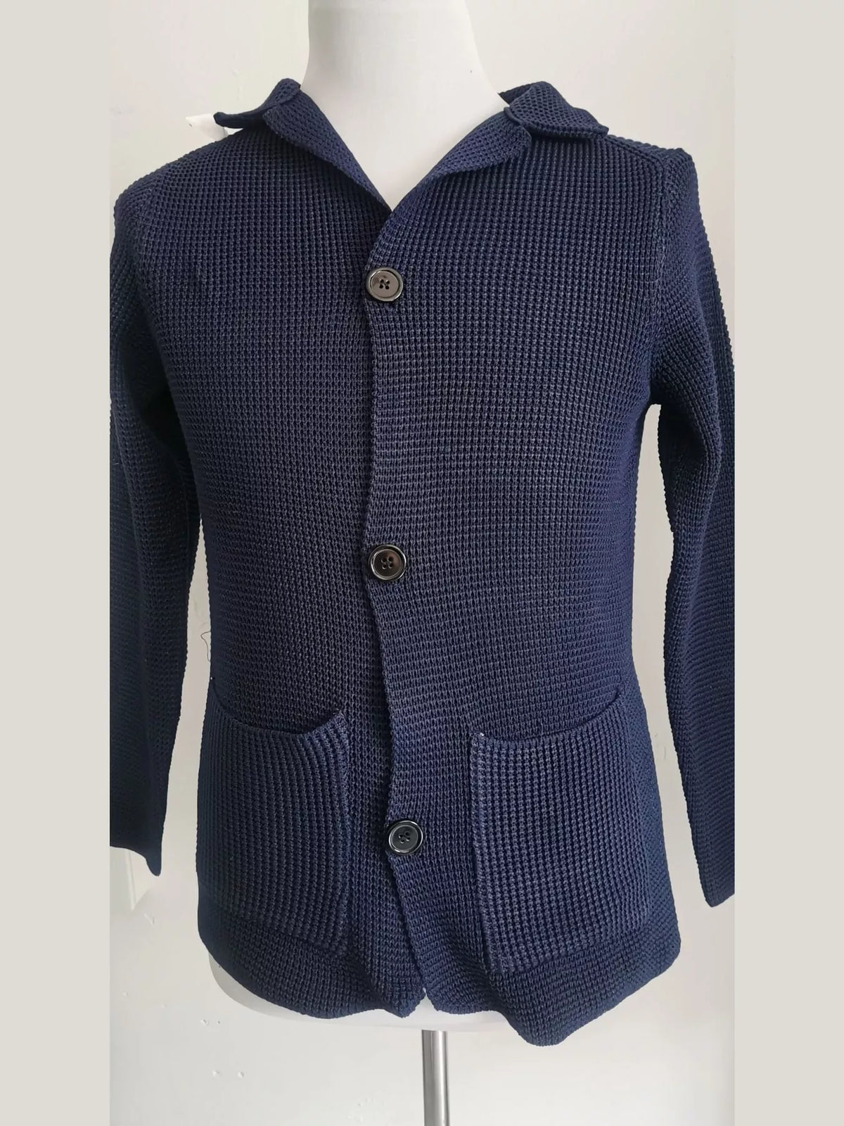 Men's Slim-Fit Knit Stand-Collar Cardigan with Pockets