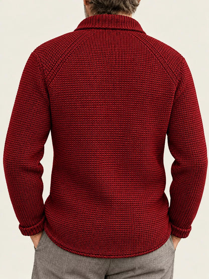 Men's Slim-Fit Knit Stand-Collar Cardigan with Pockets
