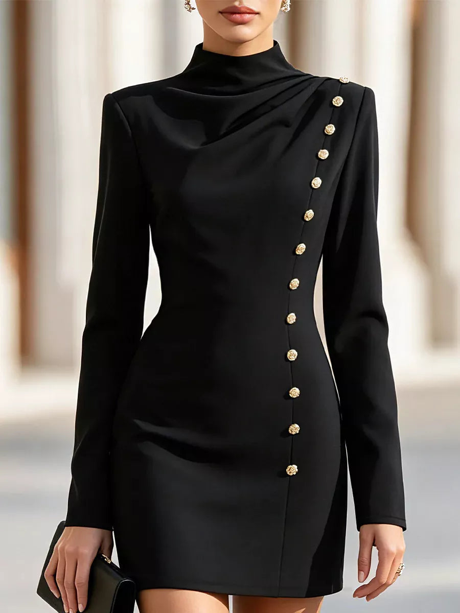 Mock neck bodycon dress, view 4
