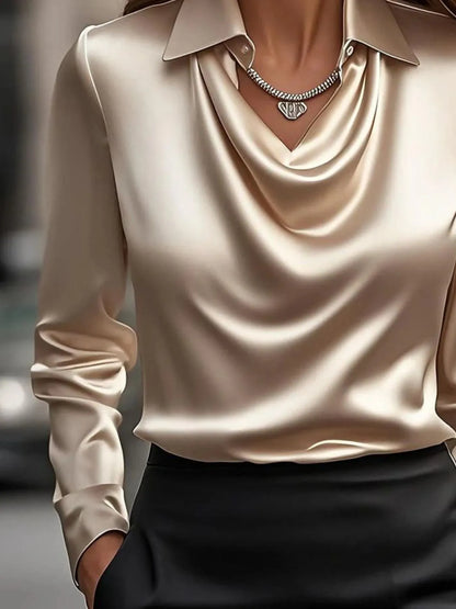 Full Size Collared Neck Long Sleeve Blouse