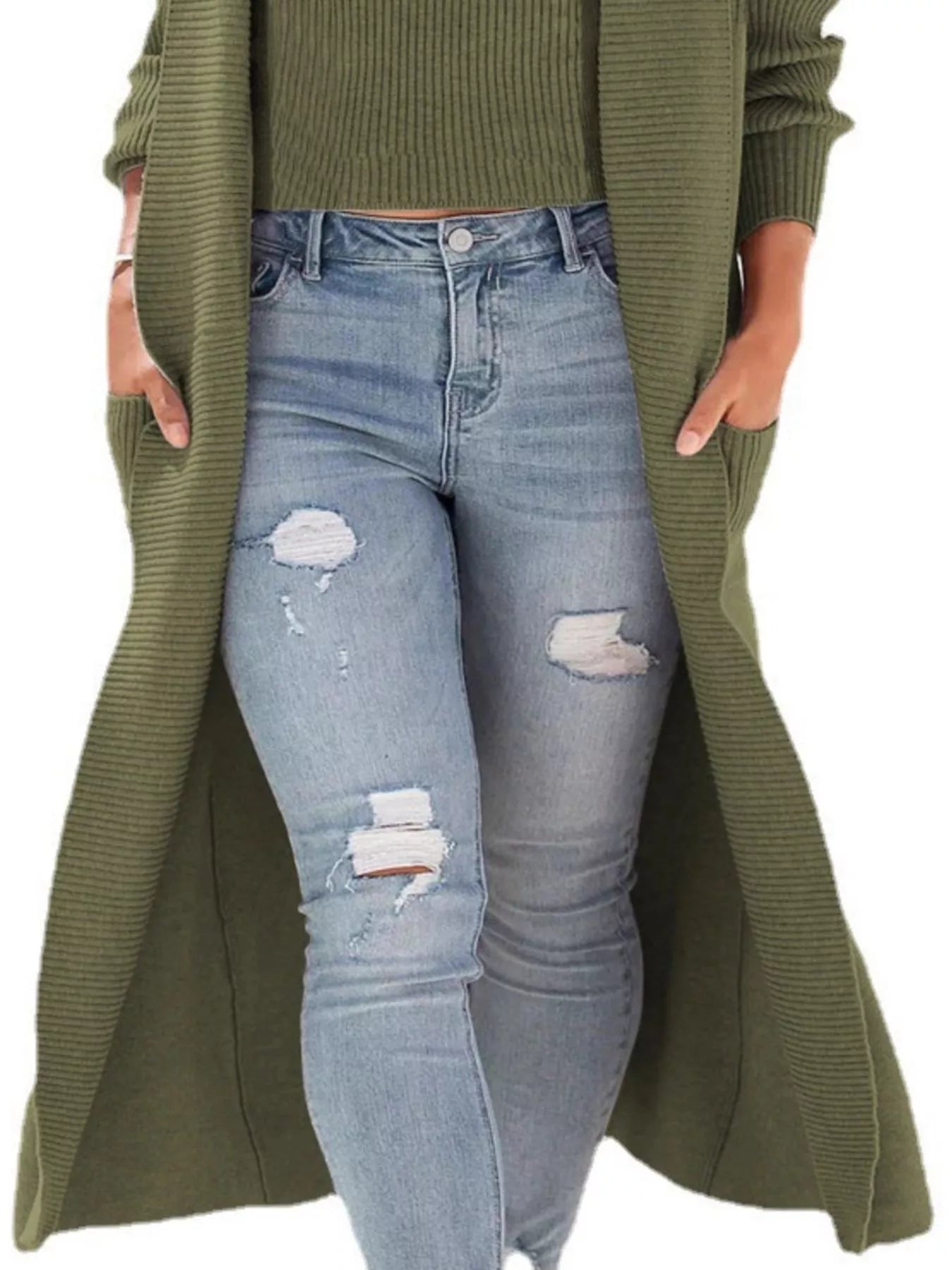 Full Size Ribbed Knit Tank and Cardigan Sweater Set Plus Size