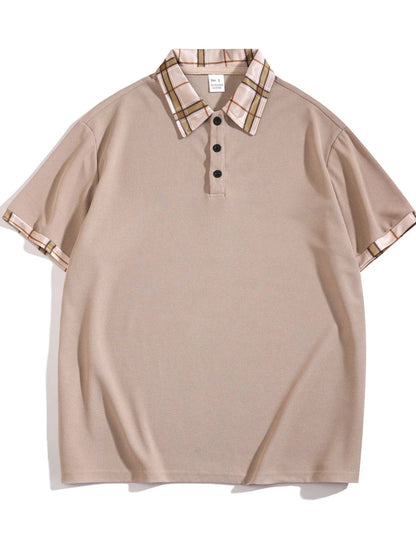 Men's Classic Plaid Collar Polo and Shorts Set