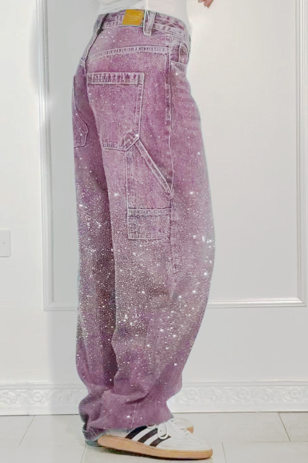 Full Size Rhinestone Wide leg Jeans
